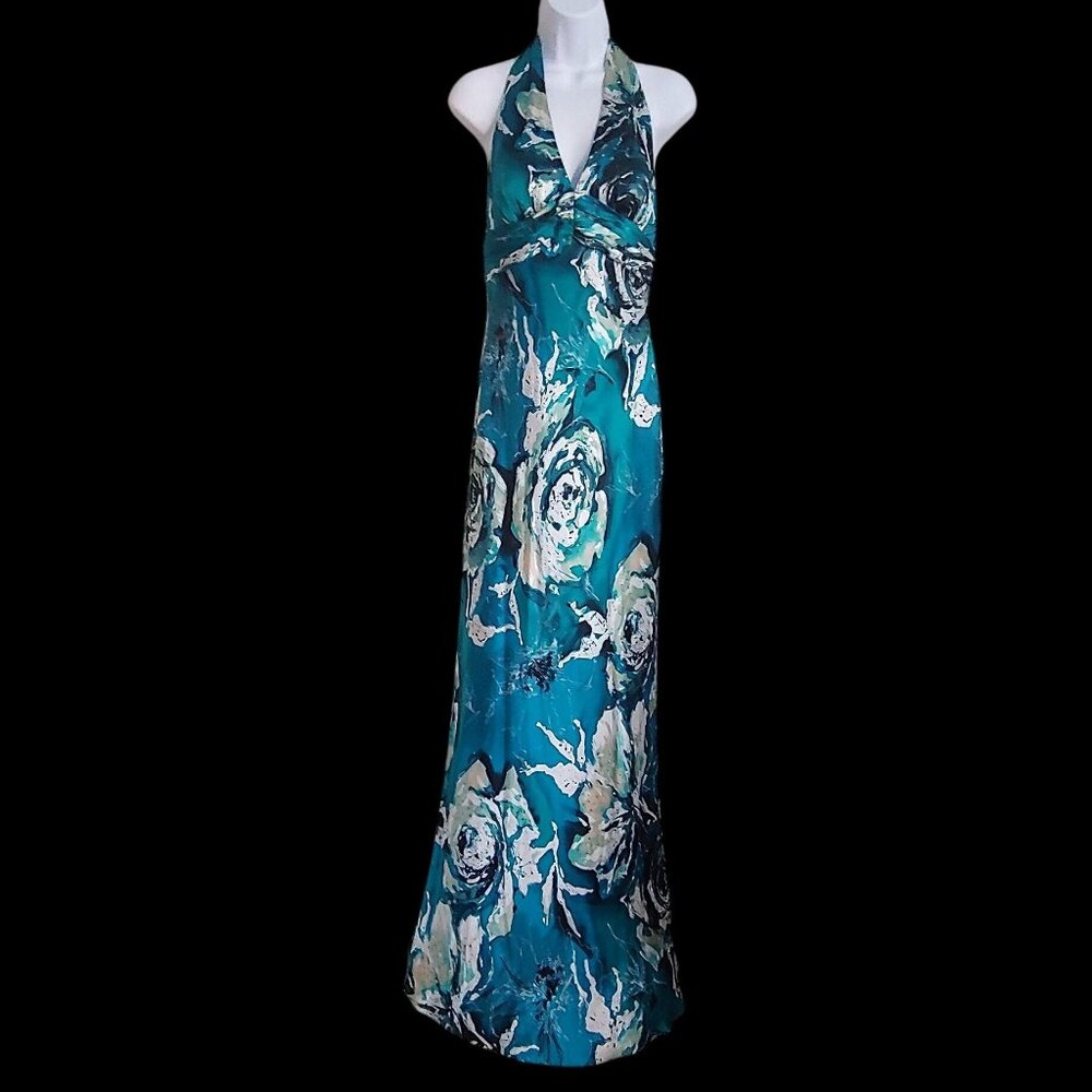 Adrianna Pappell 100% Silk Beaded Babydoll Empire Waist Prom Evening Dress 6